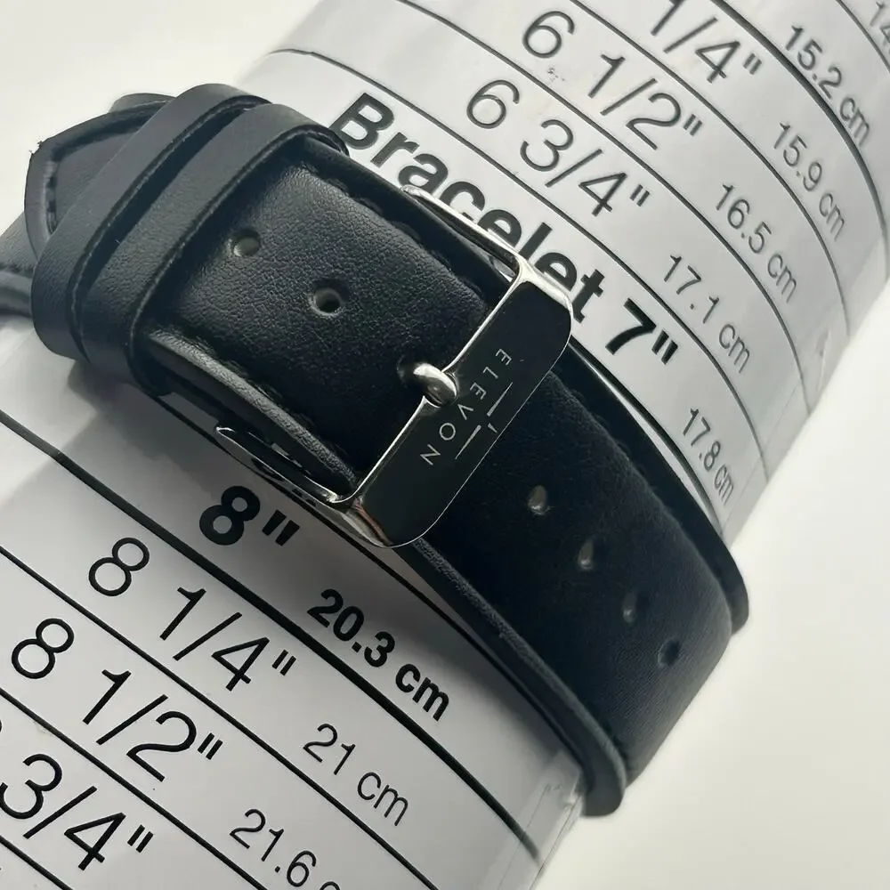 Elevon Hanson Silver Black GenuineLeather St. Steel Men’s Watch New Battery